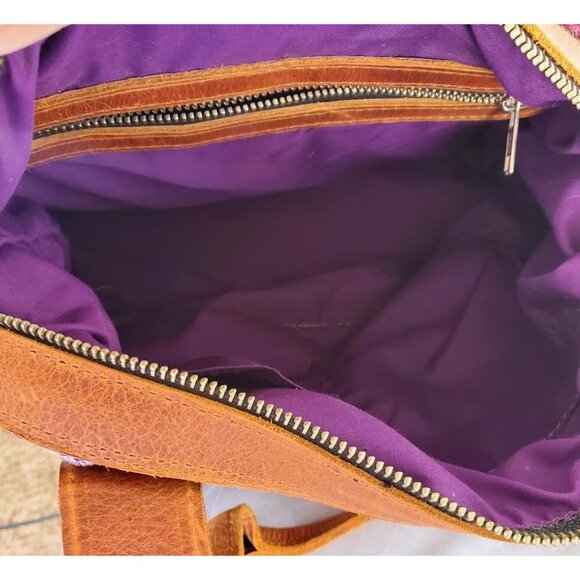 HLV Leather & Handwoven Floral Small Crossbody Purse - Picture 6 of 6